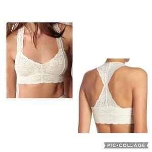FREE PEOPLE INTIMATELY Women’s Ivory Stretch Lace GALLOON LACE Halter Bra Size S